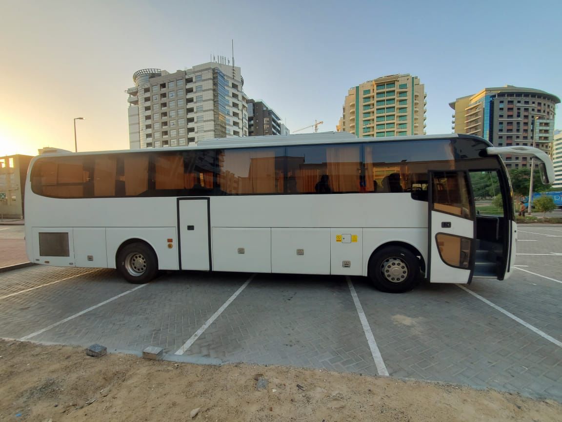 bus standing on road side